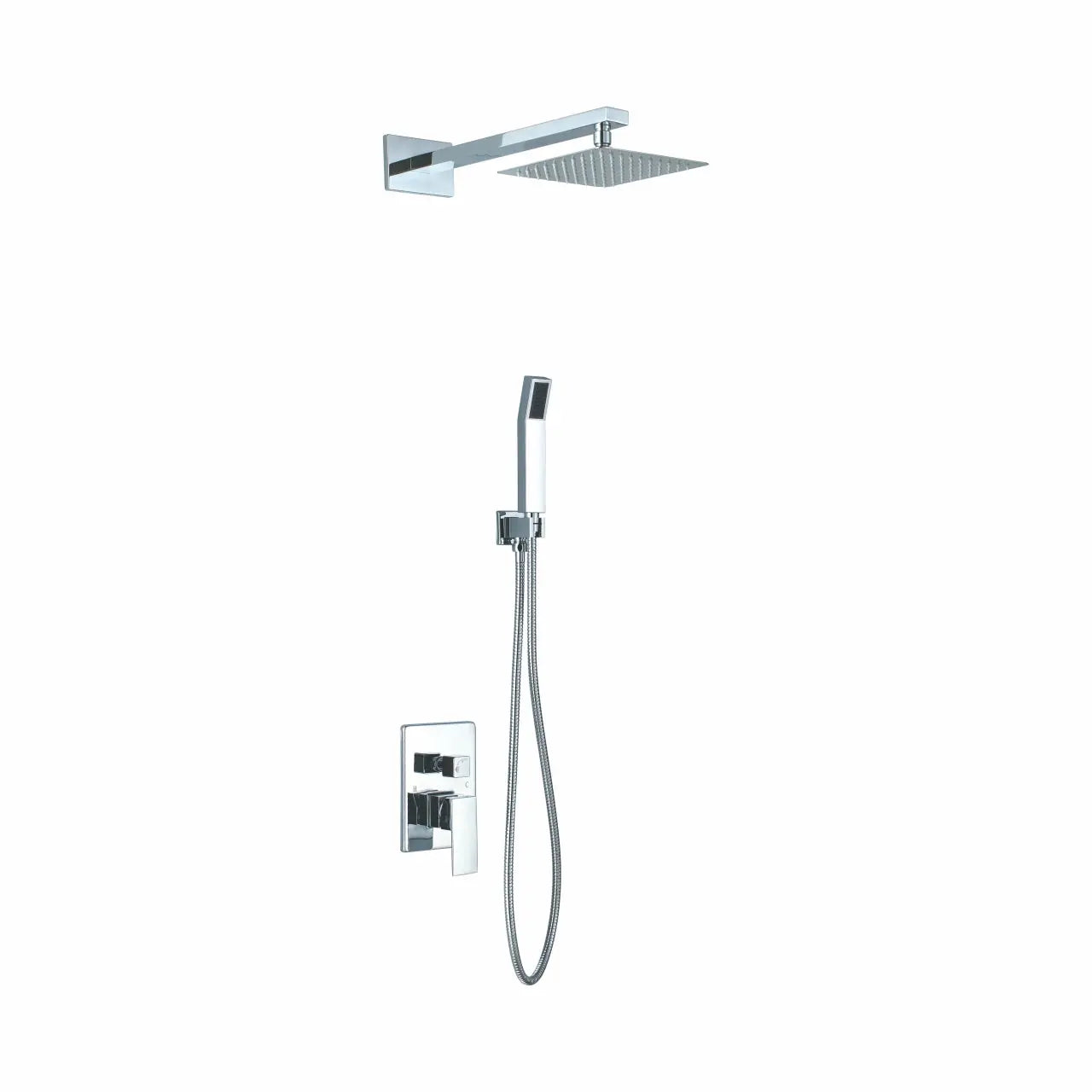 Kube Bath Aqua Piazza Shower Set With 8" Square Rain Shower and Handheld Chrome - Plumbing Market