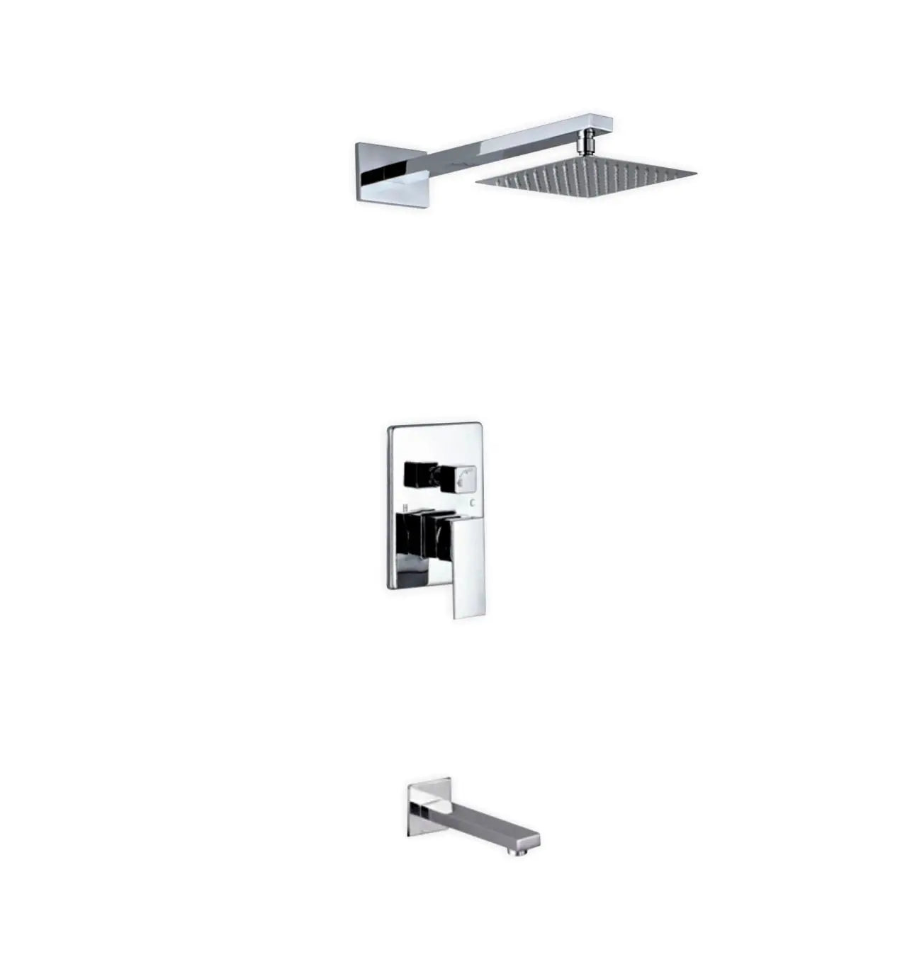 Kube Bath Aqua Piazza Shower Set With 8" Square Rain Shower and Tub Filler Chrome - Plumbing Market