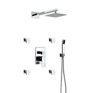 Kube Bath Aqua Piazza Shower Set With 8" Square Rain Shower, 4 Body Jets and Handheld Chrome - Plumbing Market