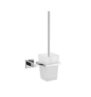 Kube Bath Aqua Piazza Toilet Brush With Frosted Glass Cup – Chrome - Plumbing Market