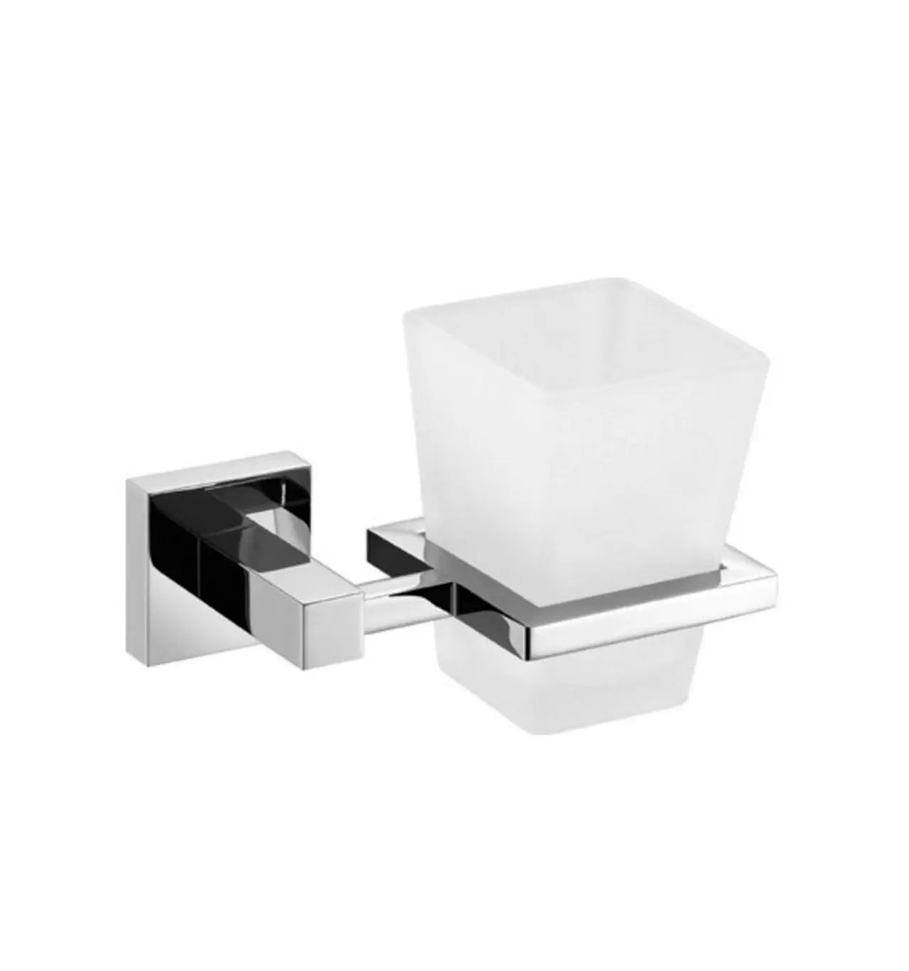 Kube Bath Aqua Piazza Toothbrush Holder With Porcelain Glass Cup – Chrome - Plumbing Market