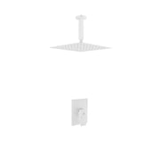 Kube Bath Aqua Piazza White Shower Set W/ 12" Ceiling Mount Square Rain Shower Head - Plumbing Market