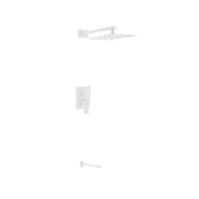 Kube Bath Aqua Piazza White Shower Set W/ 12" Square Rain Shower And Tub Filler - Plumbing Market