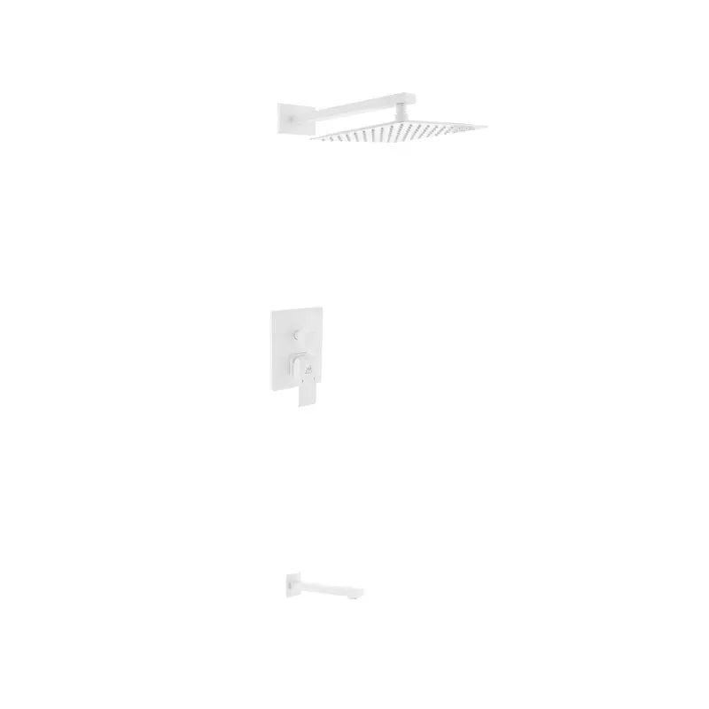 Kube Bath Aqua Piazza White Shower Set W/ 12" Square Rain Shower And Tub Filler - Plumbing Market