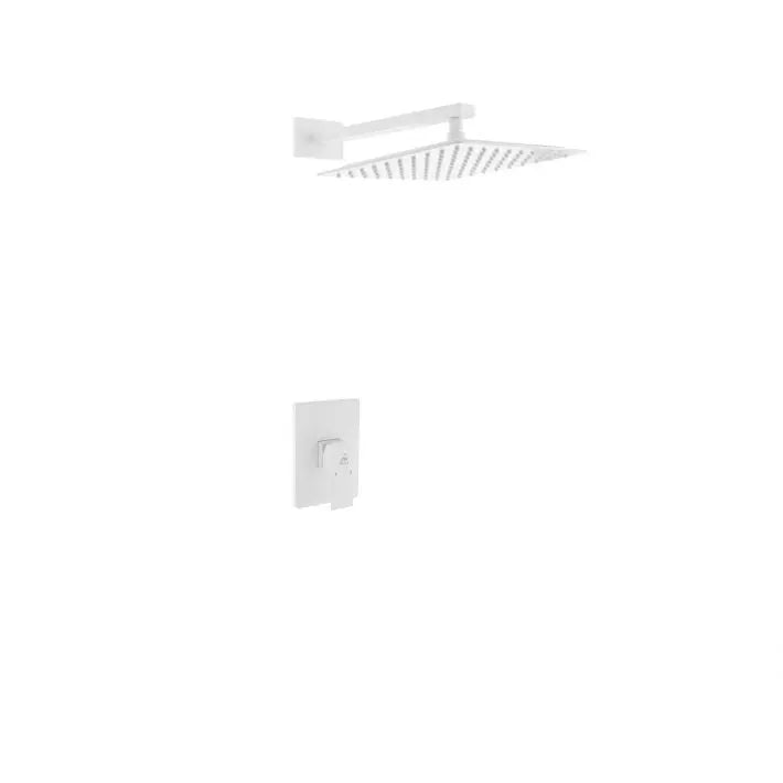 Kube Bath Aqua Piazza White Shower Set W/ 12″ Square Rain Shower Head - Plumbing Market