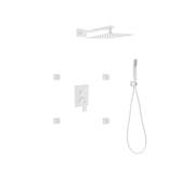 Kube Bath Aqua Piazza White Shower Set W/ 12″ Square Rain Shower, Handheld and 4 Body Jets - Plumbing Market