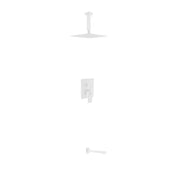 Kube Bath Aqua Piazza White Shower Set W/ 8" Ceiling Mount Square Rain Shower And Tub Filler - Plumbing Market
