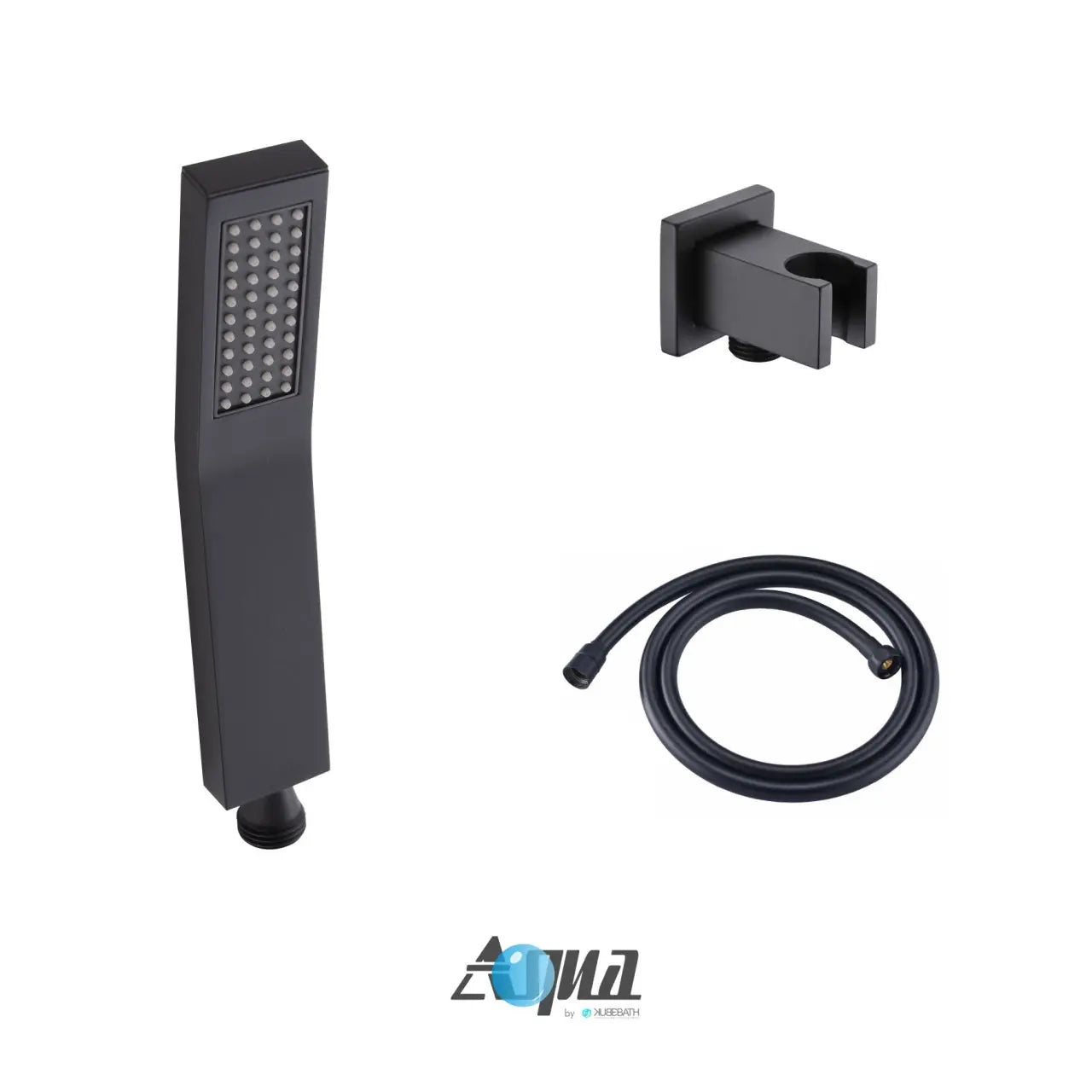 Kube Bath Aqua Piazza by Kubebath Handheld Kit With Handheld, 5 Ft Long Hose and Wall Adapter – Matte Black Finish - Plumbing Market