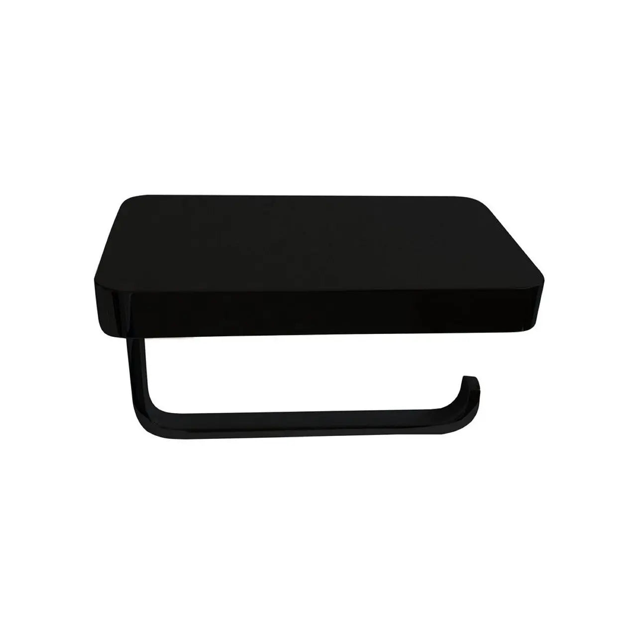 Kube Bath Aqua Plato Black Toilet Paper Holder With Shelf - Plumbing Market