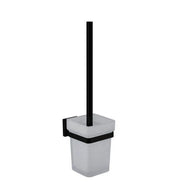 Kube Bath Aqua Plato Toilet Brush W/ Frosted Glass Cup- Matte Black - Plumbing Market