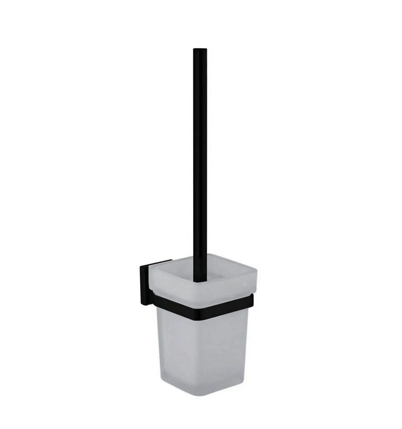 Kube Bath Aqua Plato Toilet Brush W/ Frosted Glass Cup- Matte Black - Plumbing Market