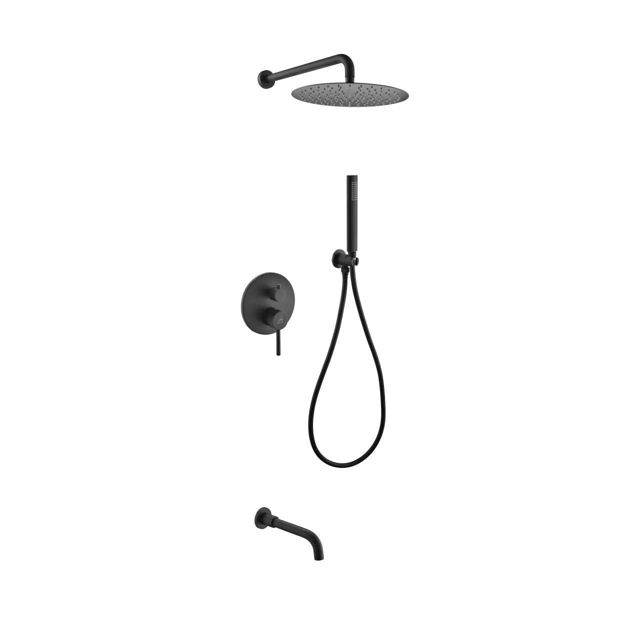 Kube Bath Aqua Rondo Black Shower Set With 12" Rain Shower, Handheld and Tub Filler - Plumbing Market
