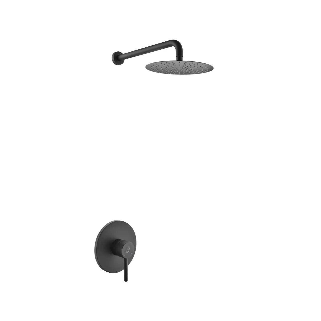 Kube Bath Aqua Rondo Black Shower Set With 8" Round Rain Shower Head - Plumbing Market
