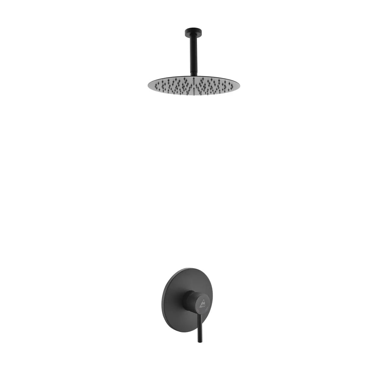 Kube Bath Aqua Rondo Black Shower Set With Ceiling Mount 8" Rain Shower - Plumbing Market
