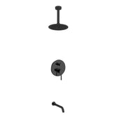 Kube Bath Aqua Rondo Black Shower Set With Ceiling Mount 8" Rain Shower and Tub Filler - Plumbing Market