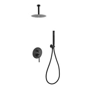 Kube Bath Aqua Rondo Black Shower Shower Set With Ceiling Mount 8" Rain Shower and Handheld - Plumbing Market