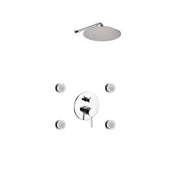 Kube Bath Aqua Rondo Chrome Brass Shower Set With 12" Round Rain Shower and 4 Body Jets - Plumbing Market