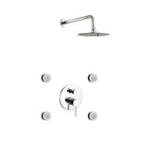 Kube Bath Aqua Rondo Chrome Brass Shower Set With 8" Round Rain Shower and 4 Body Jets - Plumbing Market
