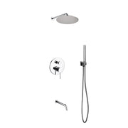 Kube Bath Aqua Rondo Shower Set With 12" Rain Shower, Handheld and Tub Filler Chrome - Plumbing Market