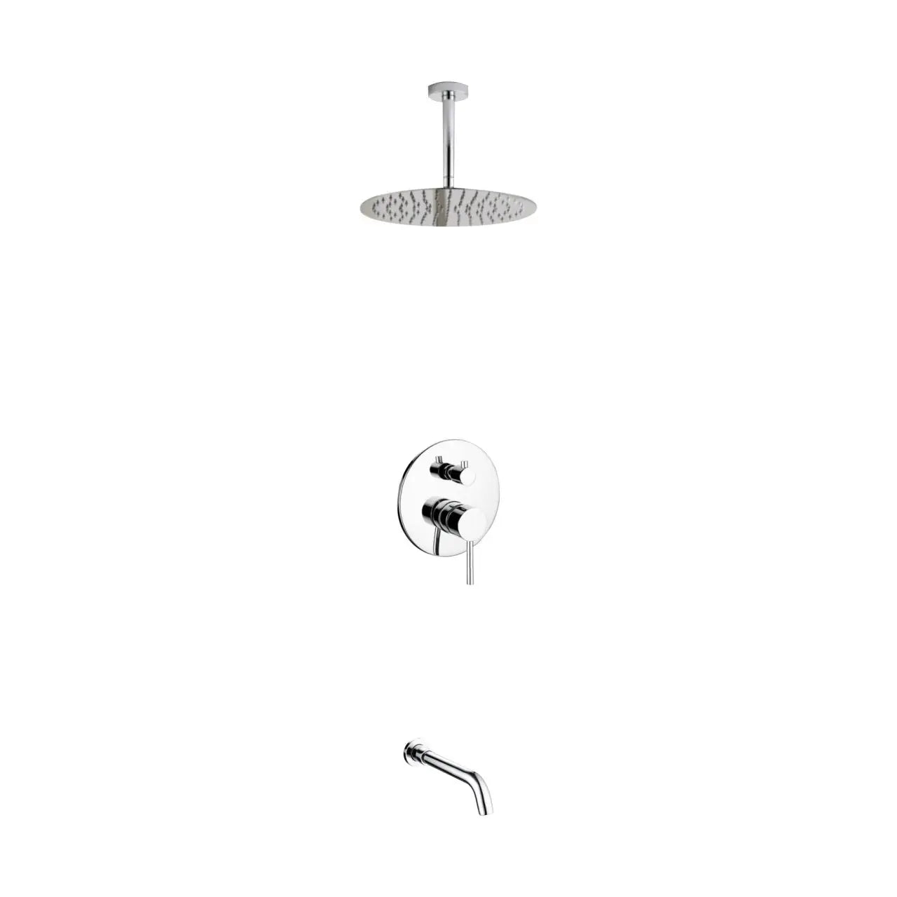 Kube Bath Aqua Rondo Shower Set With Ceiling Mount 12" Rain Shower and Tub Filler Chrome - Plumbing Market