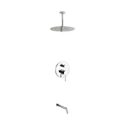 Kube Bath Aqua Rondo Shower Set With Ceiling Mount 12" Rain Shower and Tub Filler Chrome - Plumbing Market