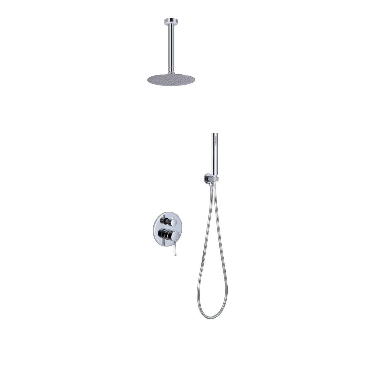 Kube Bath Aqua Rondo Shower Set With Ceiling Mount 8" Rain Shower and Handheld Chrome - Plumbing Market