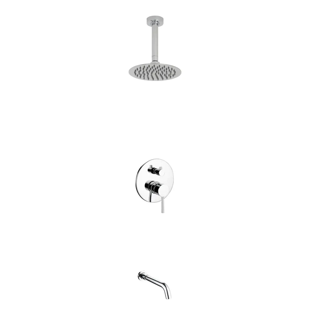 Kube Bath Aqua Rondo Shower Set With Ceiling Mount 8" Rain Shower and Tub Filler Chrome - Plumbing Market