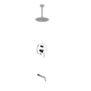 Kube Bath Aqua Rondo Shower Set With Ceiling Mount 8" Rain Shower and Tub Filler Chrome - Plumbing Market
