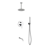 Kube Bath Aqua Rondo Shower Set With Ceiling Mount 8" Rain Shower, Handheld and Tub Filler Chrome - Plumbing Market