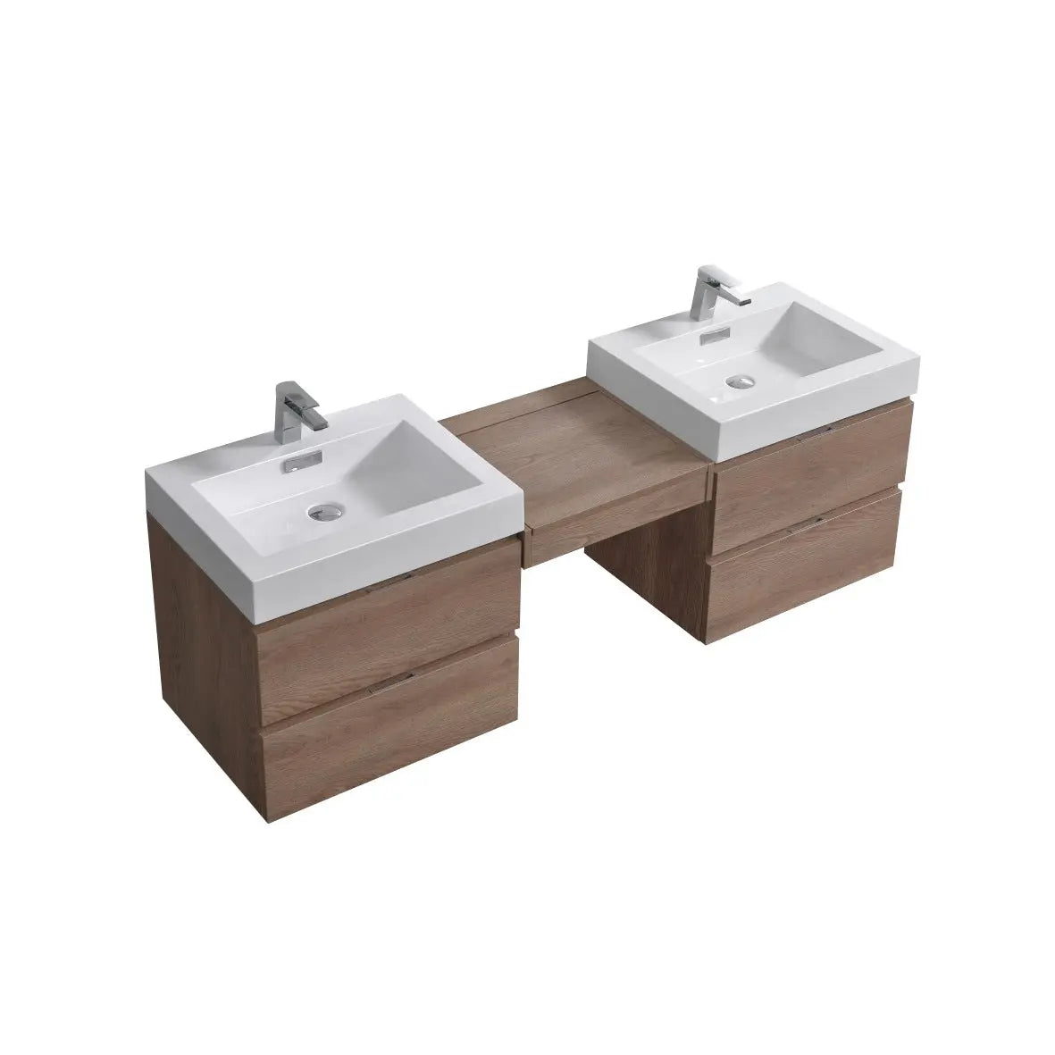 Kube Bath Bliss 68″ Wall Mount Double Sink Modern Bathroom Vanity - Butternut - Plumbing Market