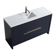 Kube Bath Dolce 60″ Blue Modern Single Sink Bathroom Vanity With 2 Doors and 2 Drawers White Quartz Countertop - Plumbing Market