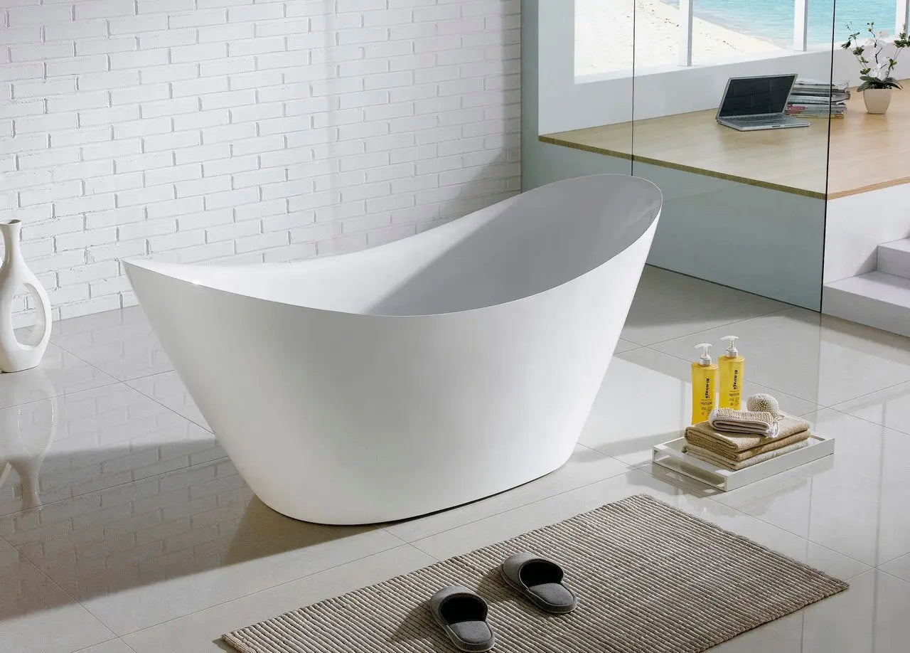 Kube Luna 68 Inch Free Standing Bathtub White - Plumbing Market