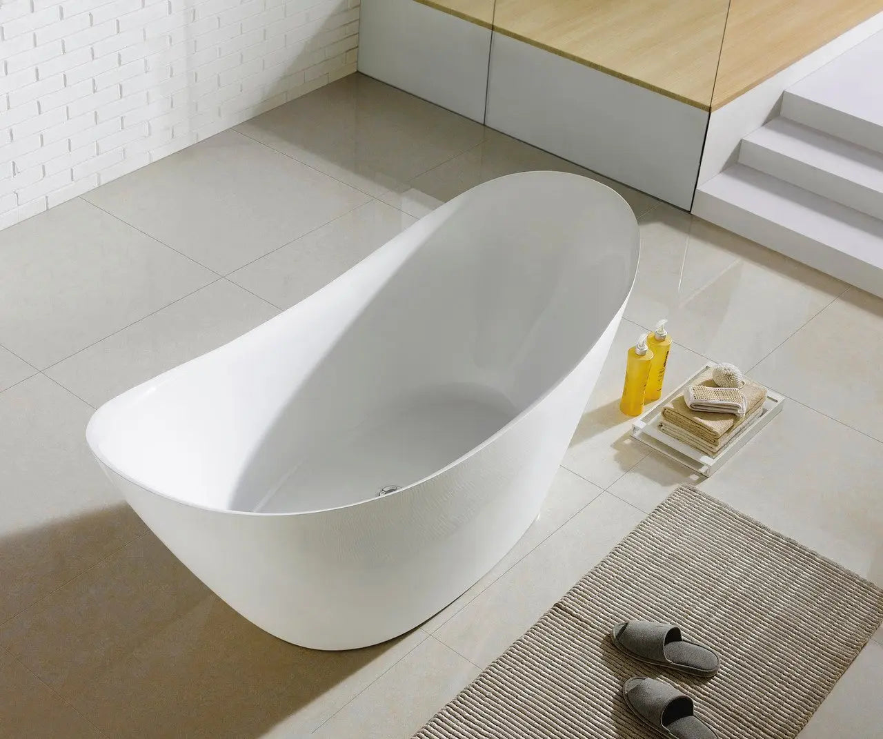 Kube Luna 68 Inch Free Standing Bathtub White - Plumbing Market