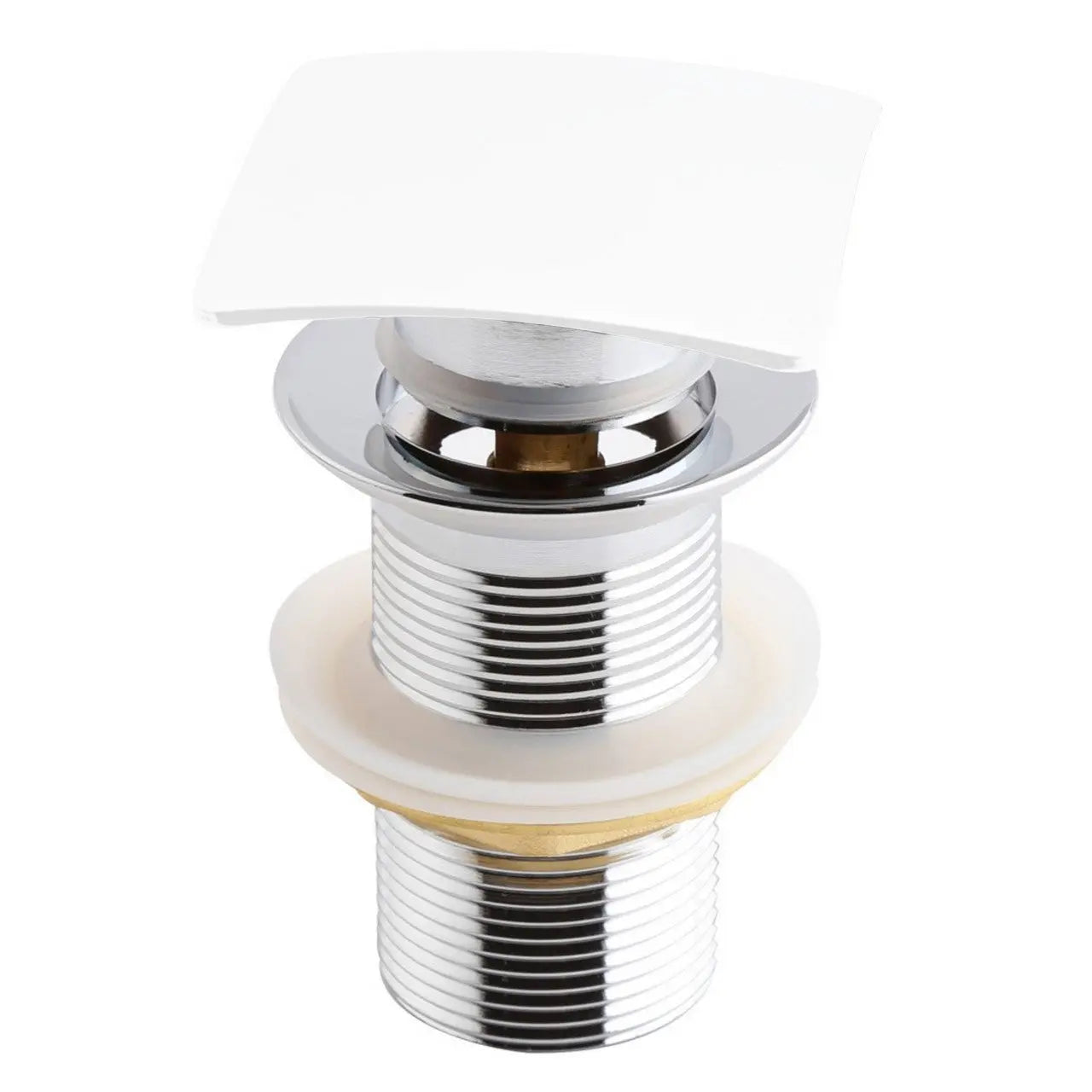Kubebath Solid Brass Construction Square Pop-up Drain With White Finish – No Overflow - Plumbing Market