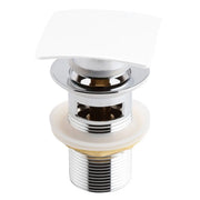 Kubebath Solid Brass Construction Square Pop-up Drain With White Finish – With Overflow - Plumbing Market