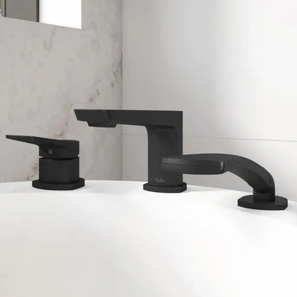 Kalia 3-Piece Deckmount Tub Filler with Handshower Cartridge Included Without Rough-in- Matte Black Kalia
