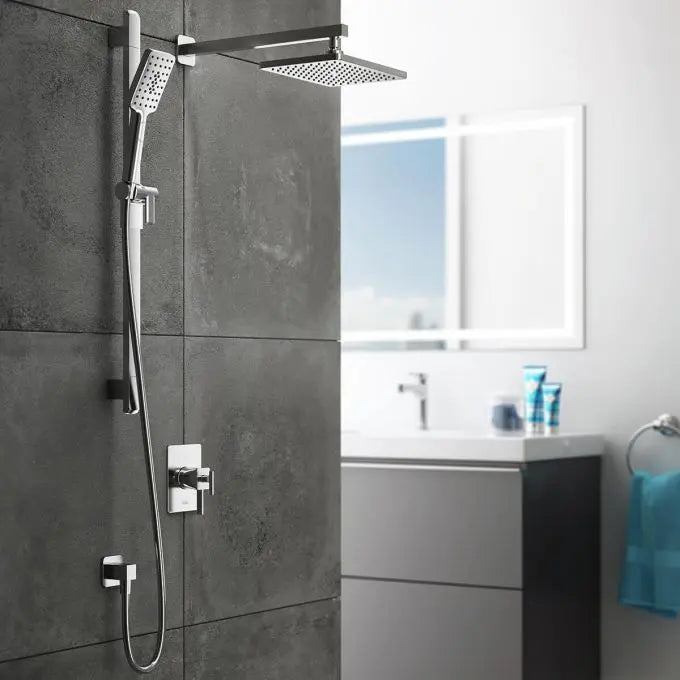 Kalia SquareOne TCD1 (Valve Not Included) AQUATONIK T/P Coaxial Shower System with 10-1/4" Shower Head and Vertical Ceiling Arm- Pure Nickel PVD Kalia