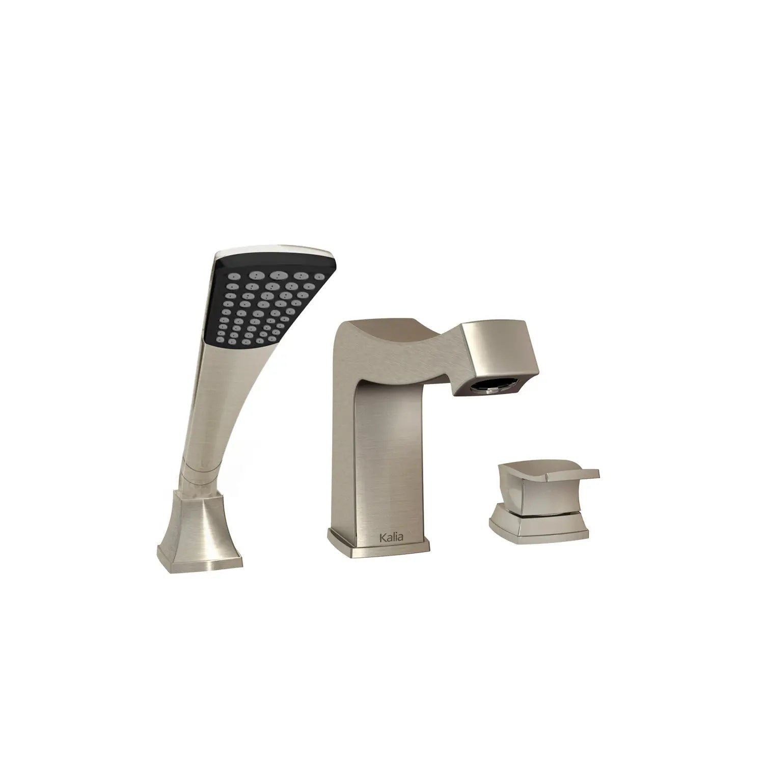 Kalia UMANI 3-Piece Deckmount Tub Filler with Hand Shower- Brushed Nickel PVD Kalia