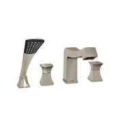 Kalia Umani 4-piece Deckmount Tub Filler With Handshower and Square Handles- Brushed Nickel PVD Kalia
