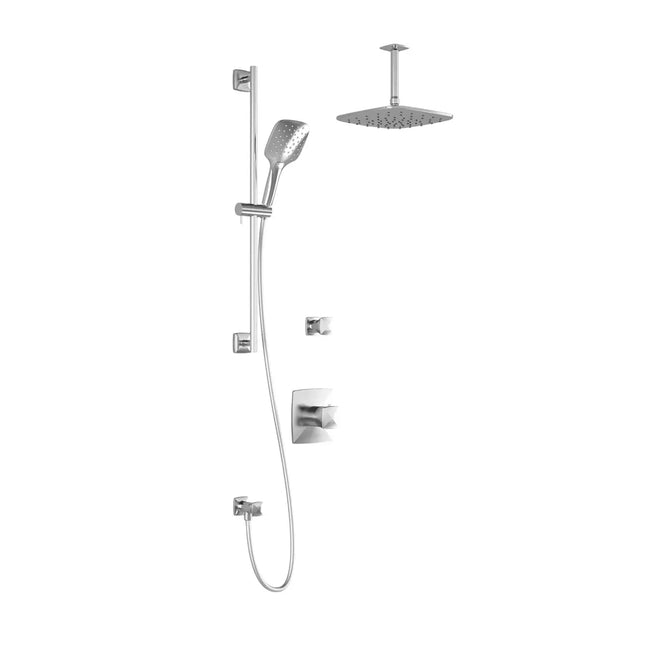 Kalia UMANI T2 PLUS AQUATONIK T/P Shower Kit System Vertical Ceiling Arm and 10" Rain Shower Head- Chrome Kalia