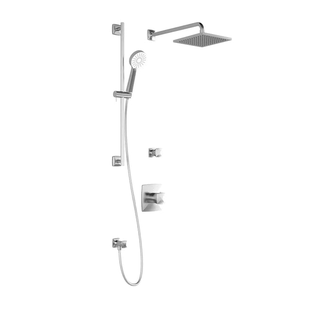 Kalia UMANI T2 (Valves Not Included) AQUATONIK T/P Shower Kit System with Wall Arm and 8" Square Rain Shower Head- Chrome Kalia