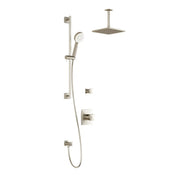 Kalia UMANI T2 (Valves Not Included) AQUATONIK T/P Shower Kit System with Vertical Ceiling Arm and 8" Square Rain Shower Head- Brushed Nickel PVD Kalia