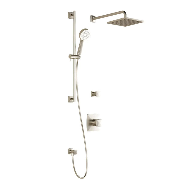 Kalia UMANI T2 AQUATONIK T/P Shower Kit System with Wall Arm and 8" Rain Shower Head- Brushed Nickel PVD Kalia
