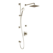 Kalia UMANI T2 (Valves Not Included) AQUATONIK T/P Shower System with Wall Arm and 8" Square Rain Shower Head- Brushed Nickel PVD Kalia