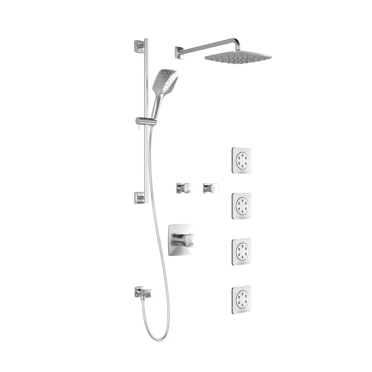 Kalia UMANI T375 PLUS (Valves Not Included) Thermostatic Shower System with Wall Arm and 8" Square Rain Shower Head- Chrome Kalia