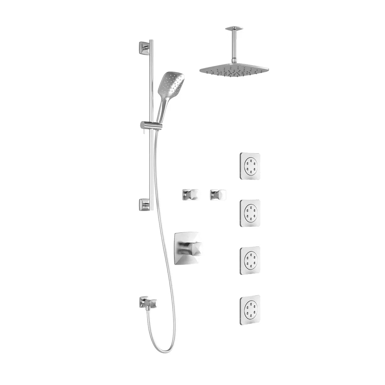 Kalia UMANI T375 PLUS Thermostatic Shower System with Vertical Ceiling Arm and 10" Rain Shower Head- Chrome Kalia