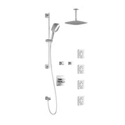 Kalia UMANI T375 PLUS (Valves Not Included) Thermostatic Shower Kit System with Vertical Ceiling Arm and 8" Square Rain Shower Head- Chrome Kalia