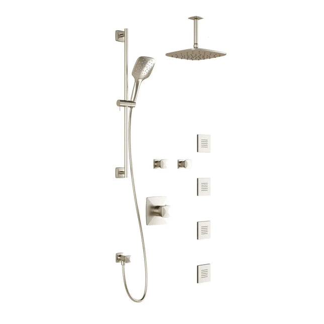 Kalia UMANI T375 PLUS Thermostatic Shower System with Vertical Ceiling Arm and 10" Rain Shower Head- Brushed Nickel PVD Kalia