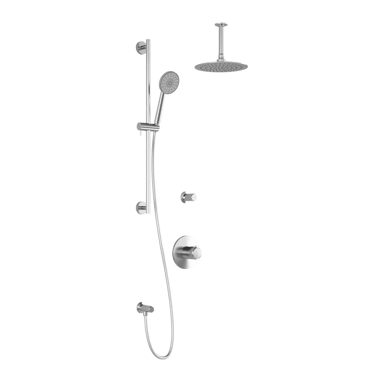 Kalia CITÉ T2 AQUATONIK T/P Shower Kit System with Vertical Ceiling Arm and 9" Round Rain Shower Head- Chrome Kalia