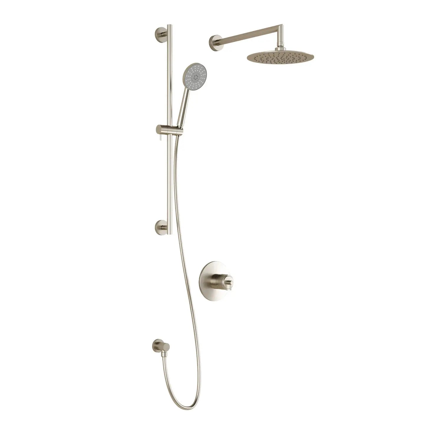 Kalia Cité TCD1 Aquatonik T/P Coaxial Shower System With Wall Arm- Brushed Nickel PVD (Valve Sold Separately) Kalia